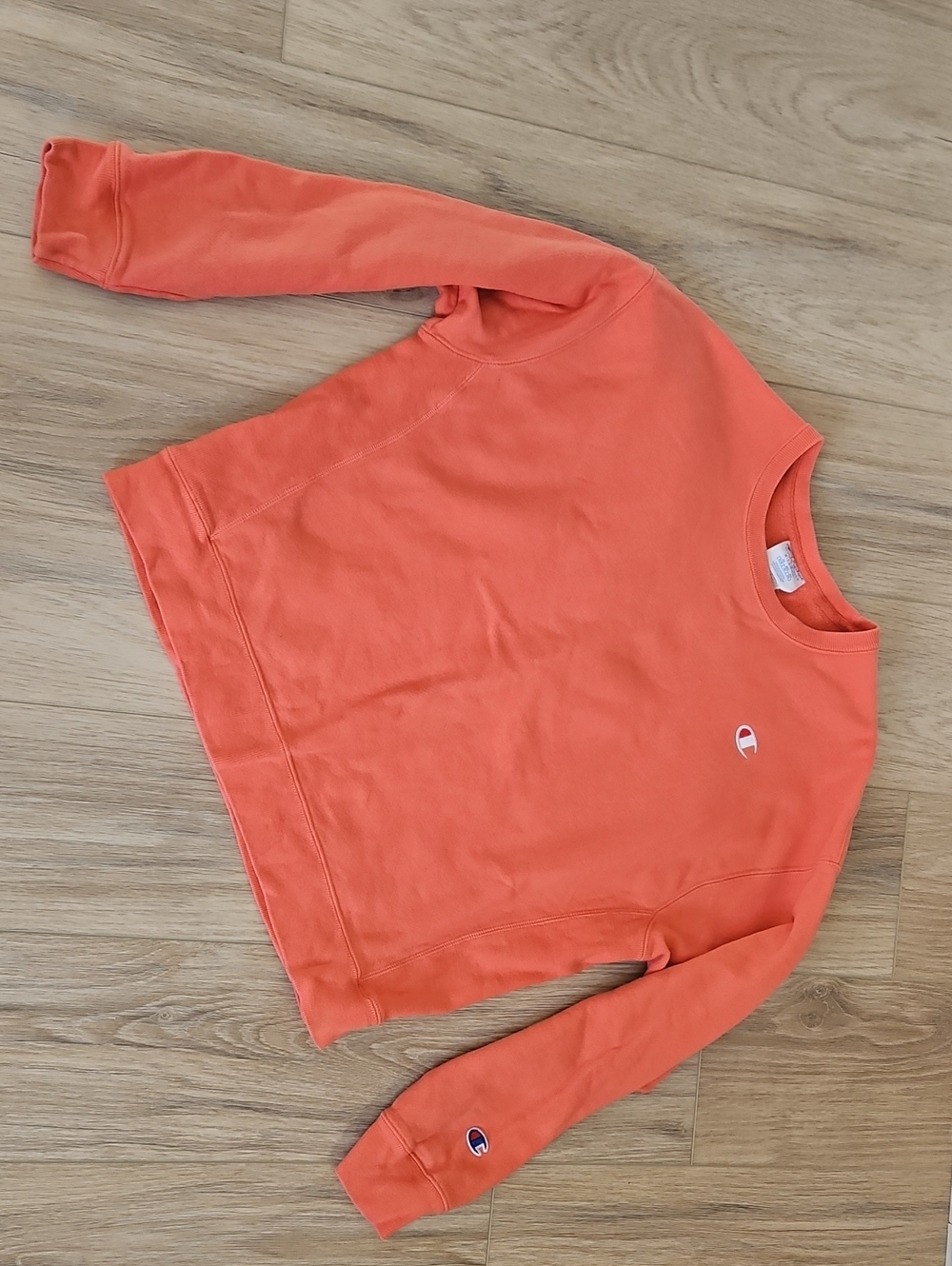 Champion Women's Reverse Weave Crewneck Sweatshirt in Coral Orange XL